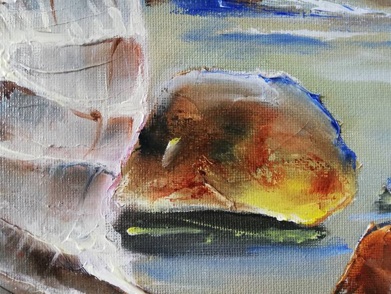 Original Art Deco Beach Painting by Daiva Rozukiene