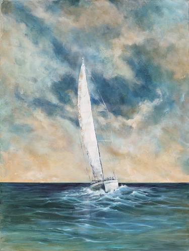 Print of Abstract Expressionism Sailboat Paintings by Daiva Rožukienė
