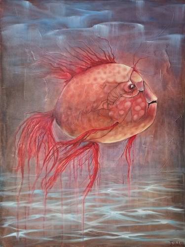 Original Art Deco Fish Paintings by Daiva Rožukienė