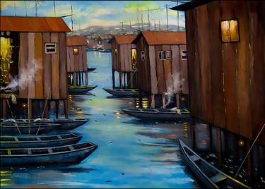 Village on The Shores Art Painting thumb