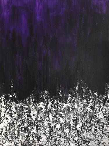 Purple Rain -purple black lines silver foil abstract thumb