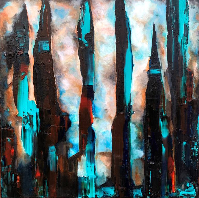 Industry - abstract expressionism dark tones industrial painting