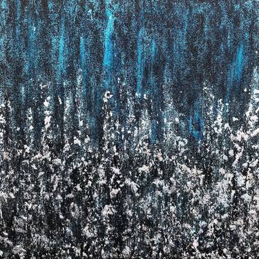 Saatchi Art Artist Lou Wildish; Paintings, “Blue Rain - Black and silver abstract expressionism colourpop conceptual moody dark lines” #art