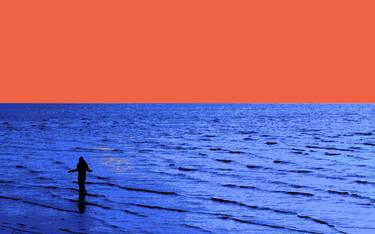 Composition 676, "Sea and Orange Sky with Wondering Figure". thumb