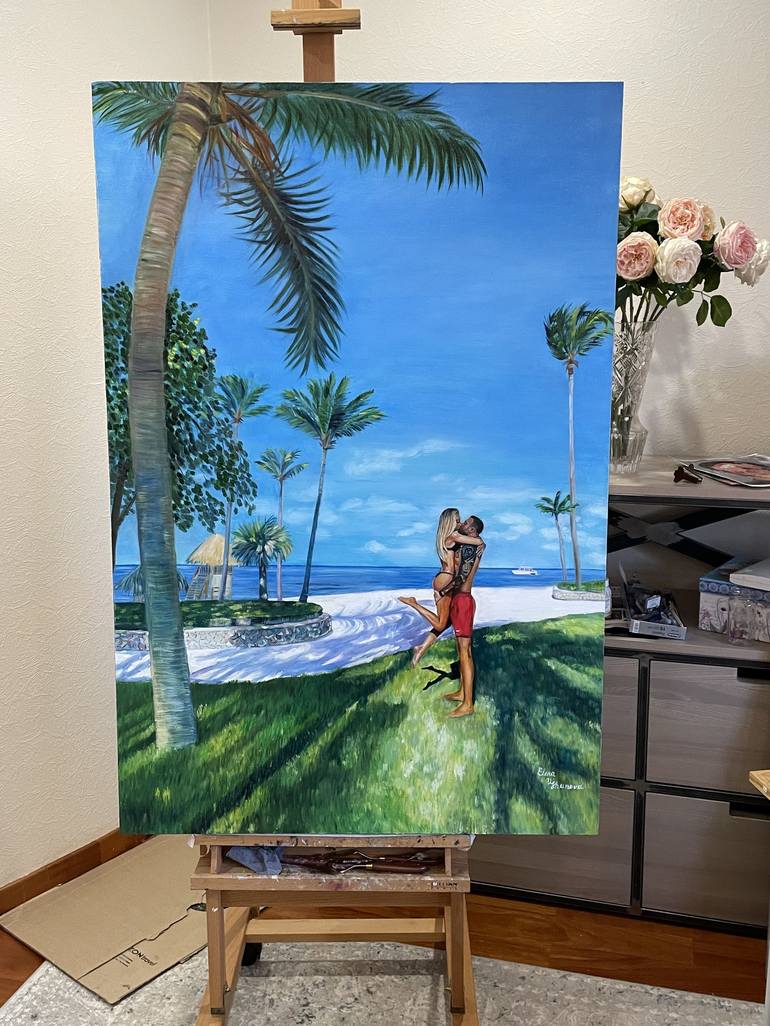 Original Figurative Beach Painting by Elena Ushanova