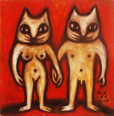 Print of Figurative Cats Paintings by Rox Lee