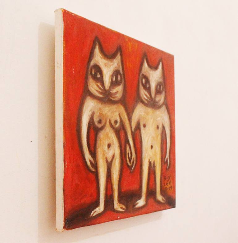 Original Figurative Cats Painting by Rox Lee