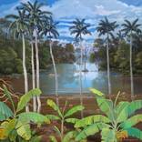 Laguna 5, con palmeras y platanal. by Marcelino Vizcaino