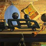 The Work Party: Green Truck with Balls and Blue Balloon by David Orban