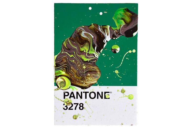 Pantone 3278, Abstraction Postcard. 5x4 2021. Painting by Aubrey Davis