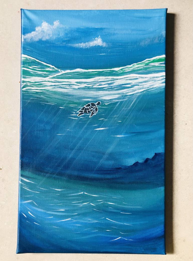Original Abstract Beach Painting by Kayss Artwork
