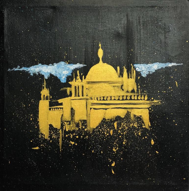 golden temple glass painting