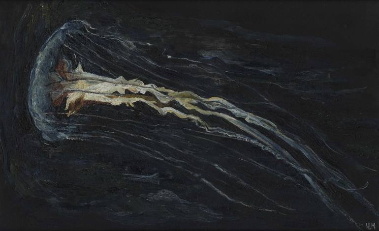 Original Abstract Expressionism Fish Painting by Iro Bartzioka