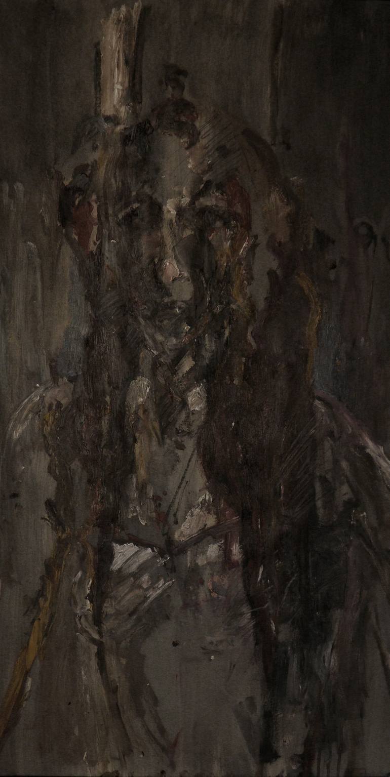 Original Abstract Expressionism Portrait Painting by Iro Bartzioka