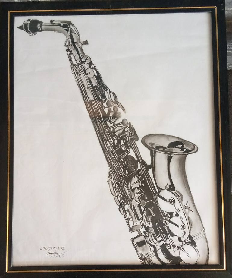 alto saxophone pencil drawing