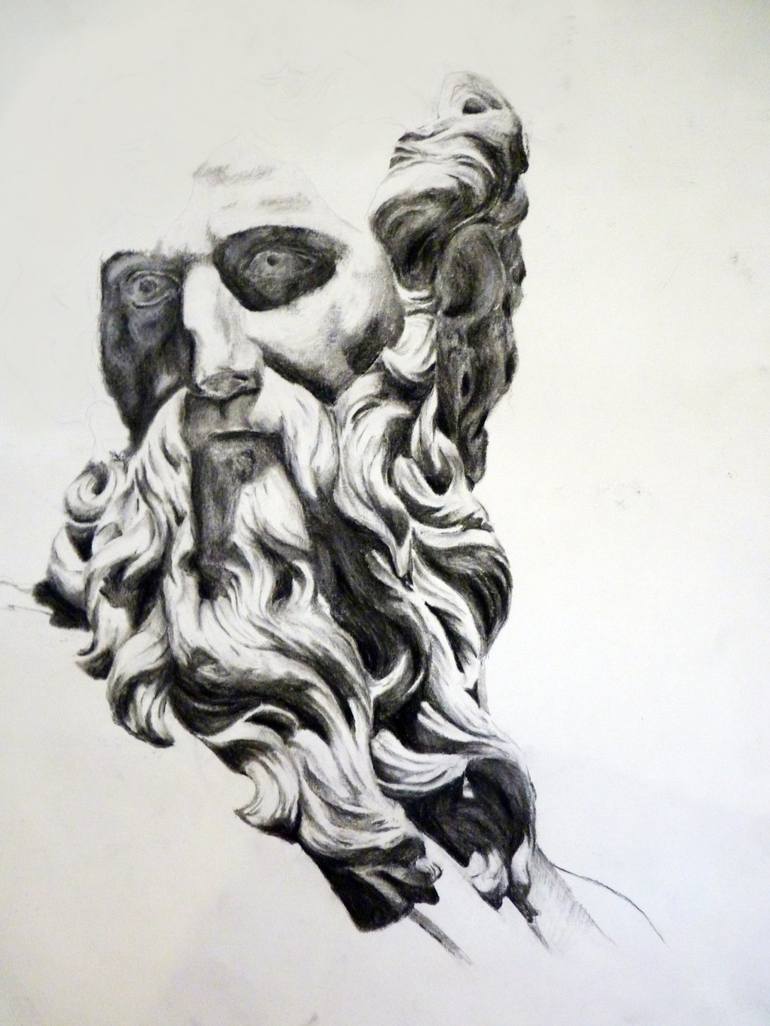 Poseidon Drawing by Evie Kitt | Saatchi Art