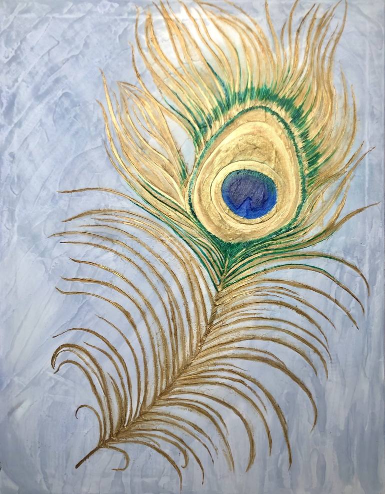 Peacock feather Painting by Vera Zaeva