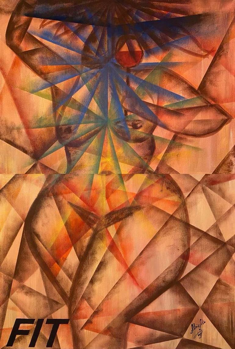 Original Cubism Abstract Painting by Almisfita Art