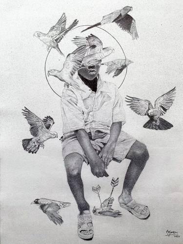 Saatchi Art Artist Oryiman Agbaka; Drawing, “Hunters; Angels and Demons” #art