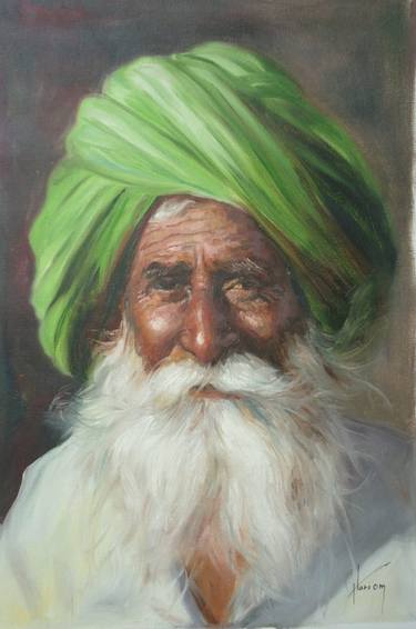 Original Portraiture Rural life Paintings by Hari Om Singh