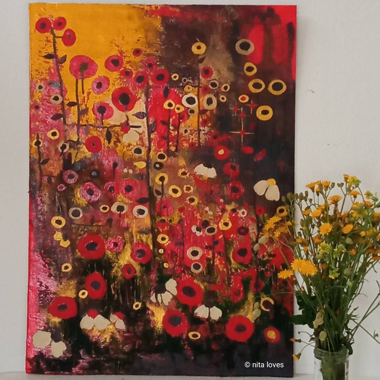 Original Art Deco Garden Painting by Nita Loves