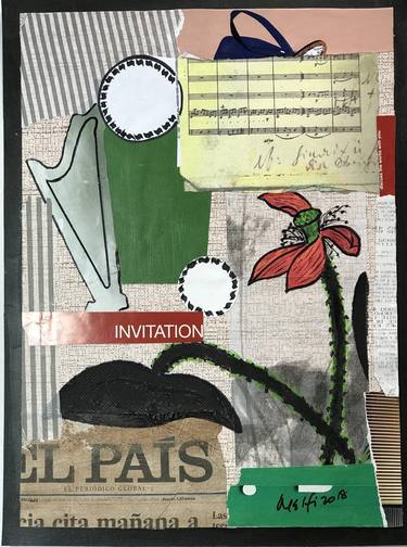 Collage # 22 ( Harp and Withered Lotus Flower) thumb