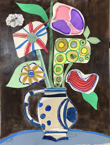 Collage # 49 ( Whimsical Flowers and Flying Bee) thumb