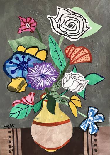 Print of Abstract Expressionism Floral Collage by Roberto Melfi