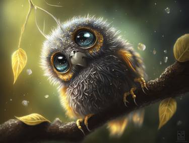 Mystical owl majesty: Masterpiece in macro painting thumb