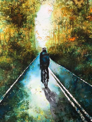 Print of Bicycle Paintings by Alexandra Pashkina