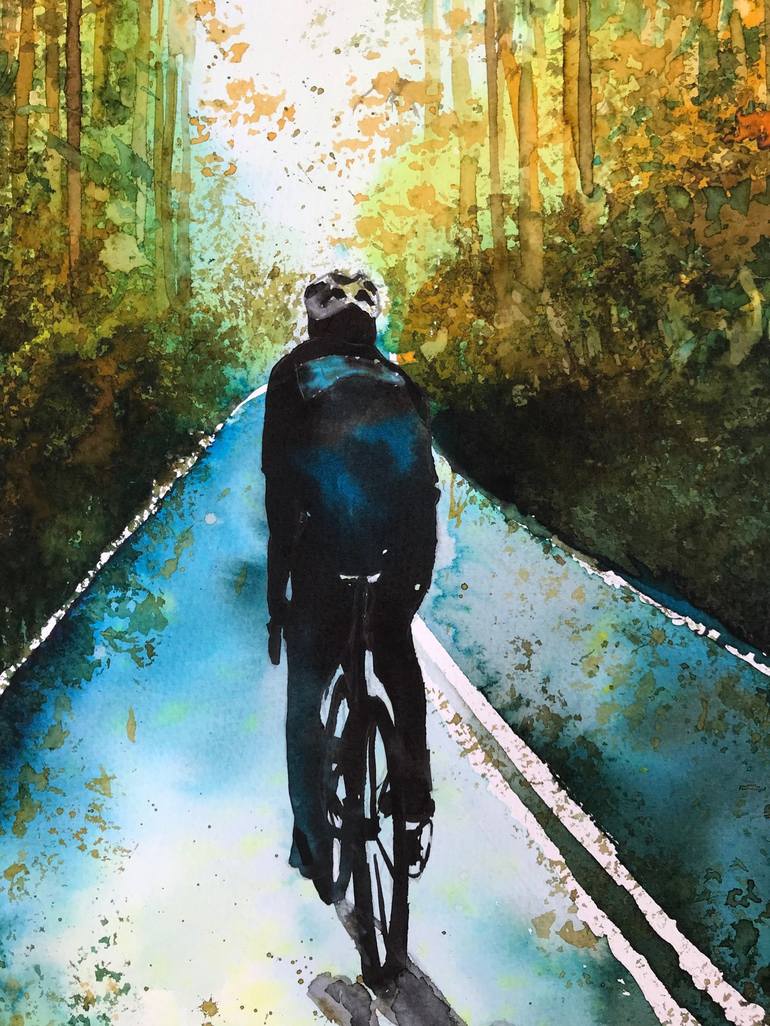 Original Abstract Bicycle Painting by Alexandra Pashkina