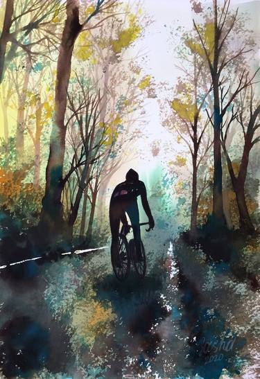 Original Bike Painting by Alexandra Pashkina