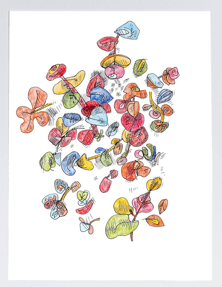 Original Abstract Expressionism Garden Drawing by G Jo