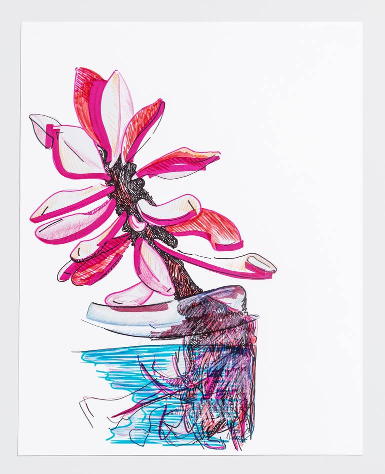 Original Figurative Botanic Drawing by G Jo
