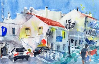 Crete. Sea breeze #1 - original watercolor painting, interior art, abstract, expressive, travel thumb