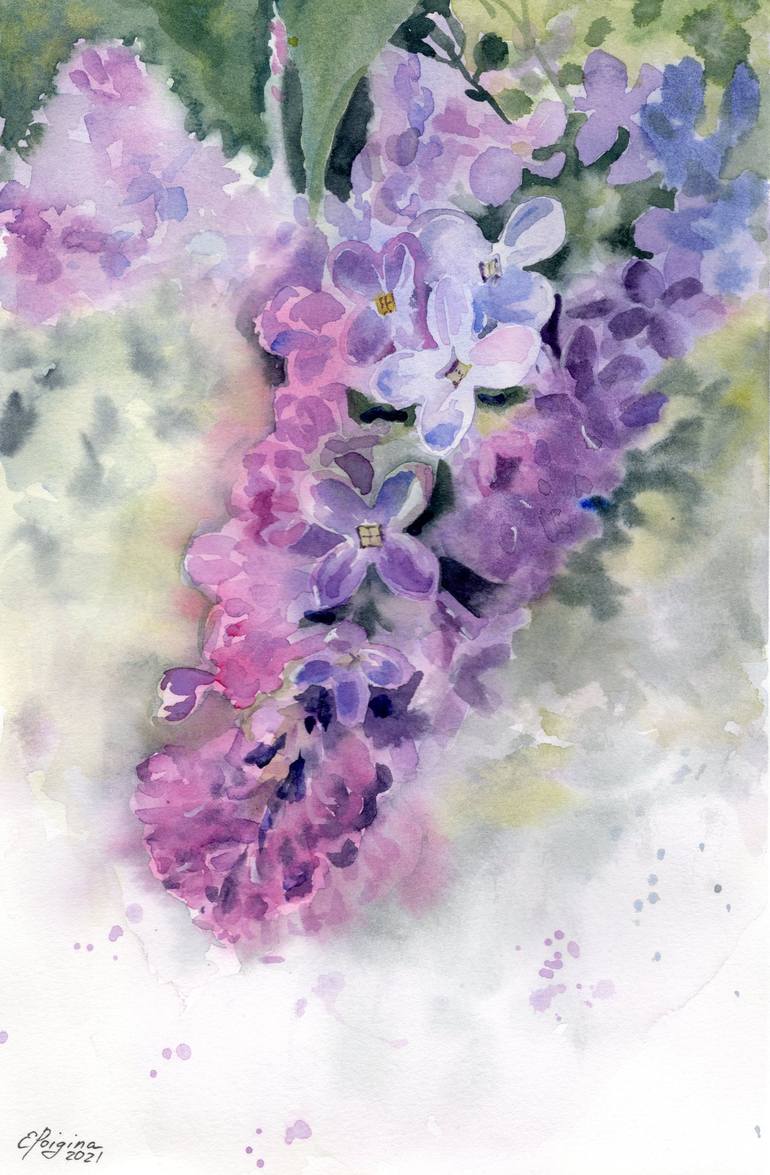 Original Watercolor Lilacs