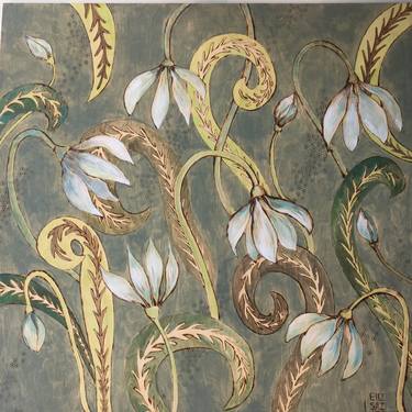 Original Art Deco Botanic Paintings by Elizabeth Sazonova