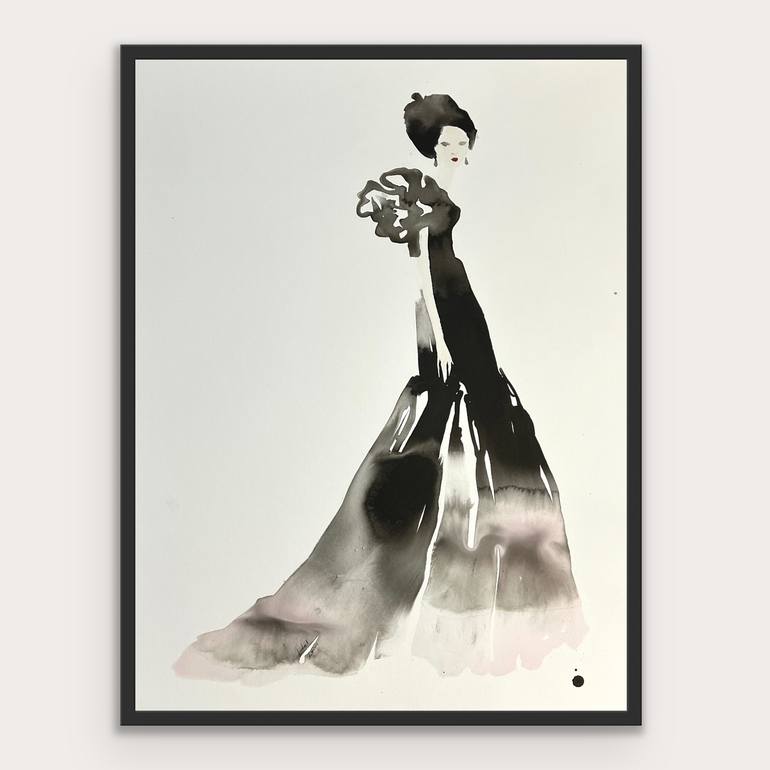 Original Black & White Fashion Painting by Bridget Davies Art