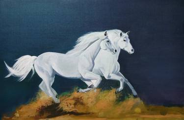Print of Realism Horse Paintings by Pancham Achar
