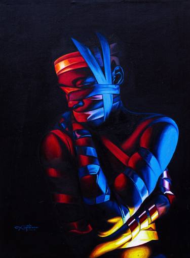 Original Figurative Love Paintings by Awosola Michael Angello