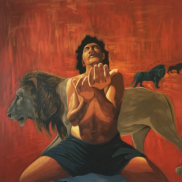 Daniel en la fosa de los leones Painting by Pablo Medina | Saatchi Art