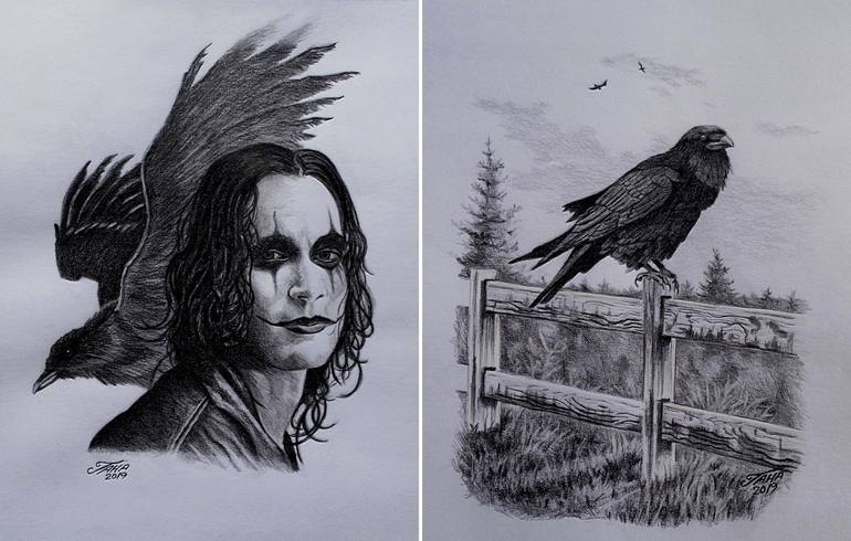 The Crow (Brandon-Lee) and Raven (Pair) Drawing by Taha Mansour | Saatchi  Art