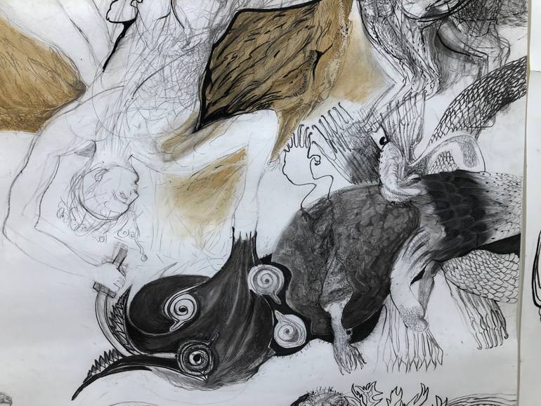 Original Classicism Classical Mythology Drawing by Luminita Taranu