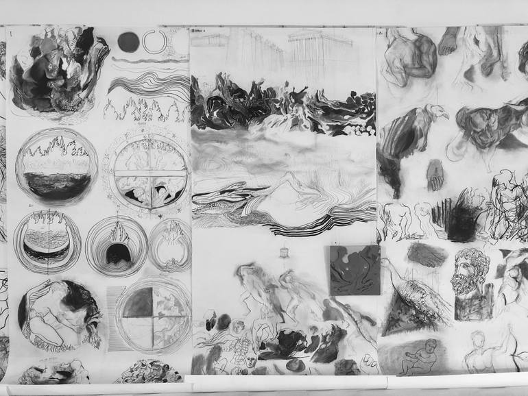 Original Classicism Classical Mythology Drawing by Luminita Taranu