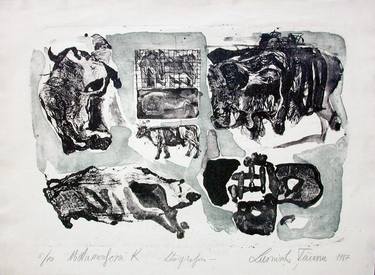 Original Surrealism Animal Printmaking by Luminita Taranu