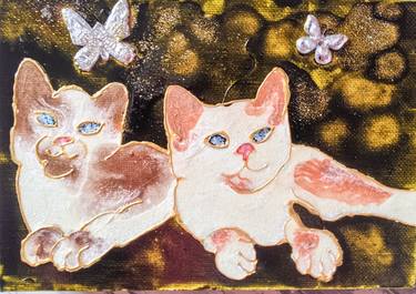 Original Modern Cats Paintings by Anna Conversano