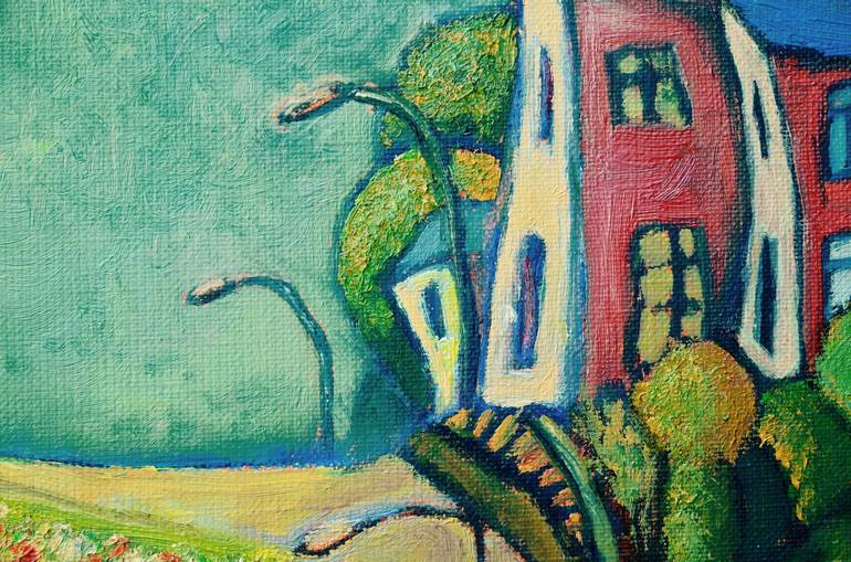 Original naive art Rural life Painting by Albina URBANEK