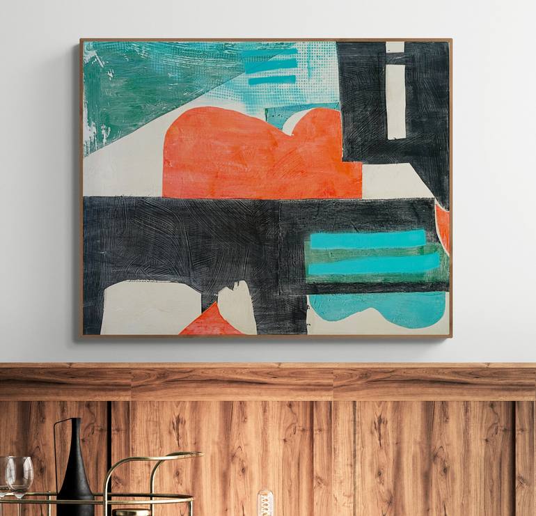 Original Geometric Abstract Painting by Karen and Simone Lehmann