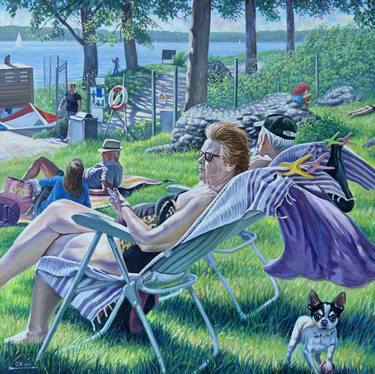 Original Figurative Beach Painting by Ramz Gadzh