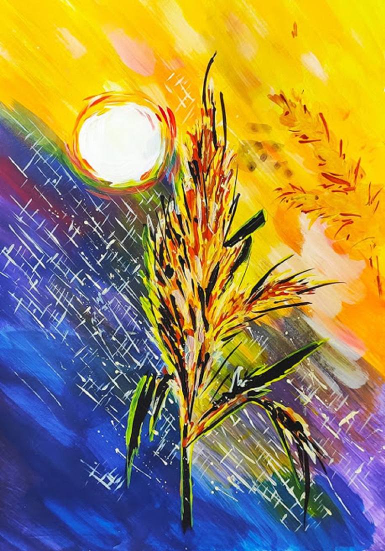 Rye at sunset Painting by Svetlana Stepanova | Saatchi Art